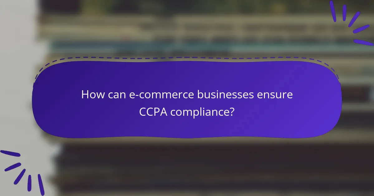 How can e-commerce businesses ensure CCPA compliance?