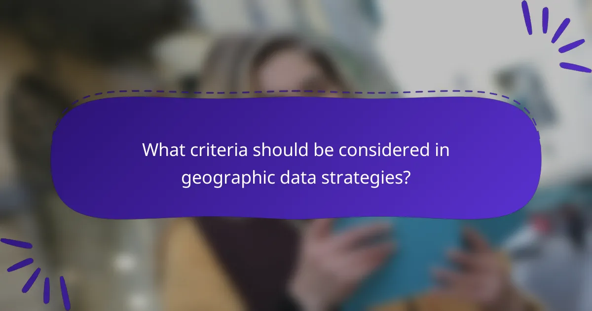 What criteria should be considered in geographic data strategies?