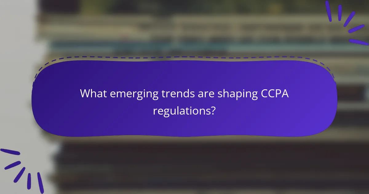 What emerging trends are shaping CCPA regulations?