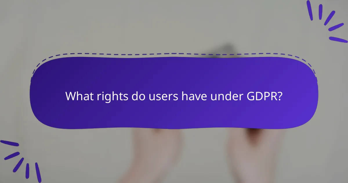 What rights do users have under GDPR?
